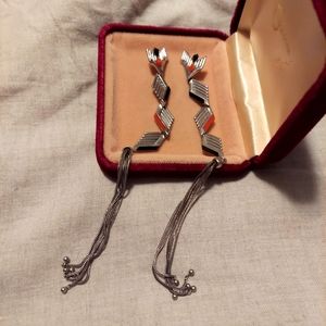 Erté Mouvement earrings onyx coral sterling silver